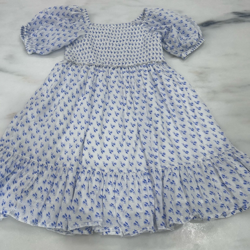 Crewcuts White and Blue Patterned Kids Dress